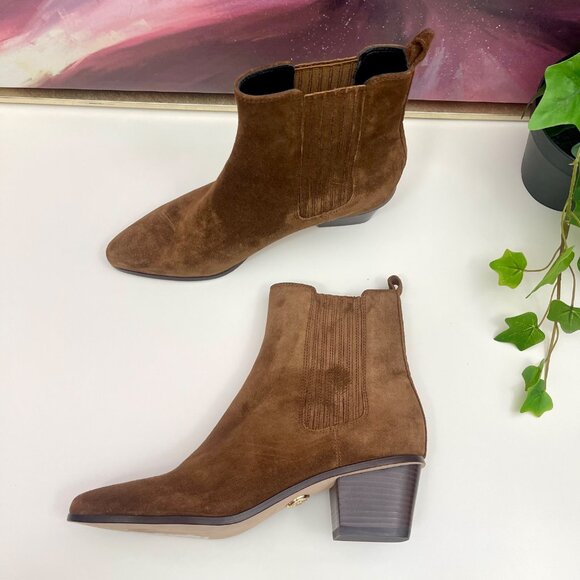 Veronica Beard Alina 50MM Suede Booties in Brown 7.5 - Picture 9 of 16